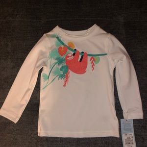 White sloth rashguard top, size 18m NWT